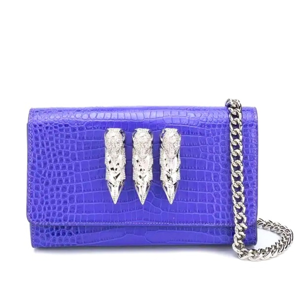 PHILIPP PLEIN crocodile purple bag